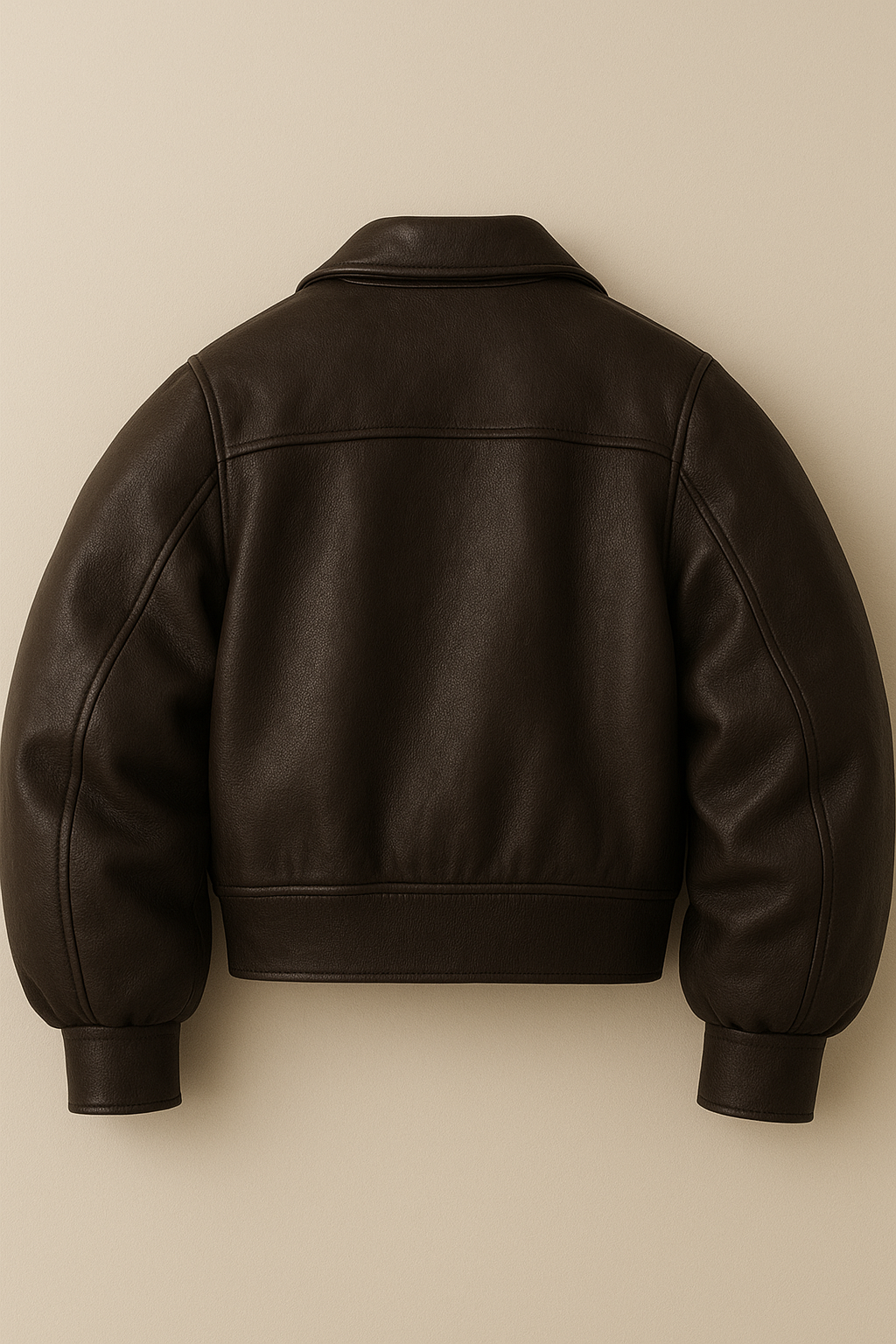 Men’s Dark Brown Leather Bomber Jacket – Classic Zip Front