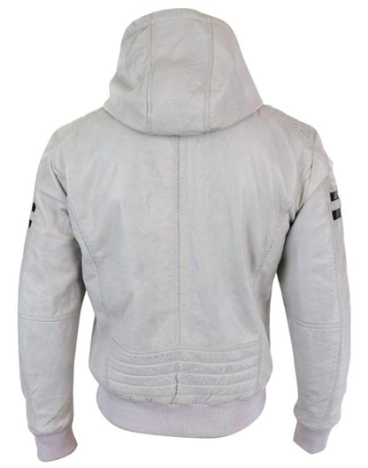 Smart Hooded Bomber Genuine Leather Jacket
