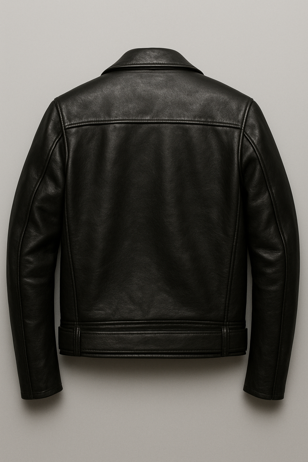 Men’s Black Leather Biker Jacket – Contrast Patch Edition