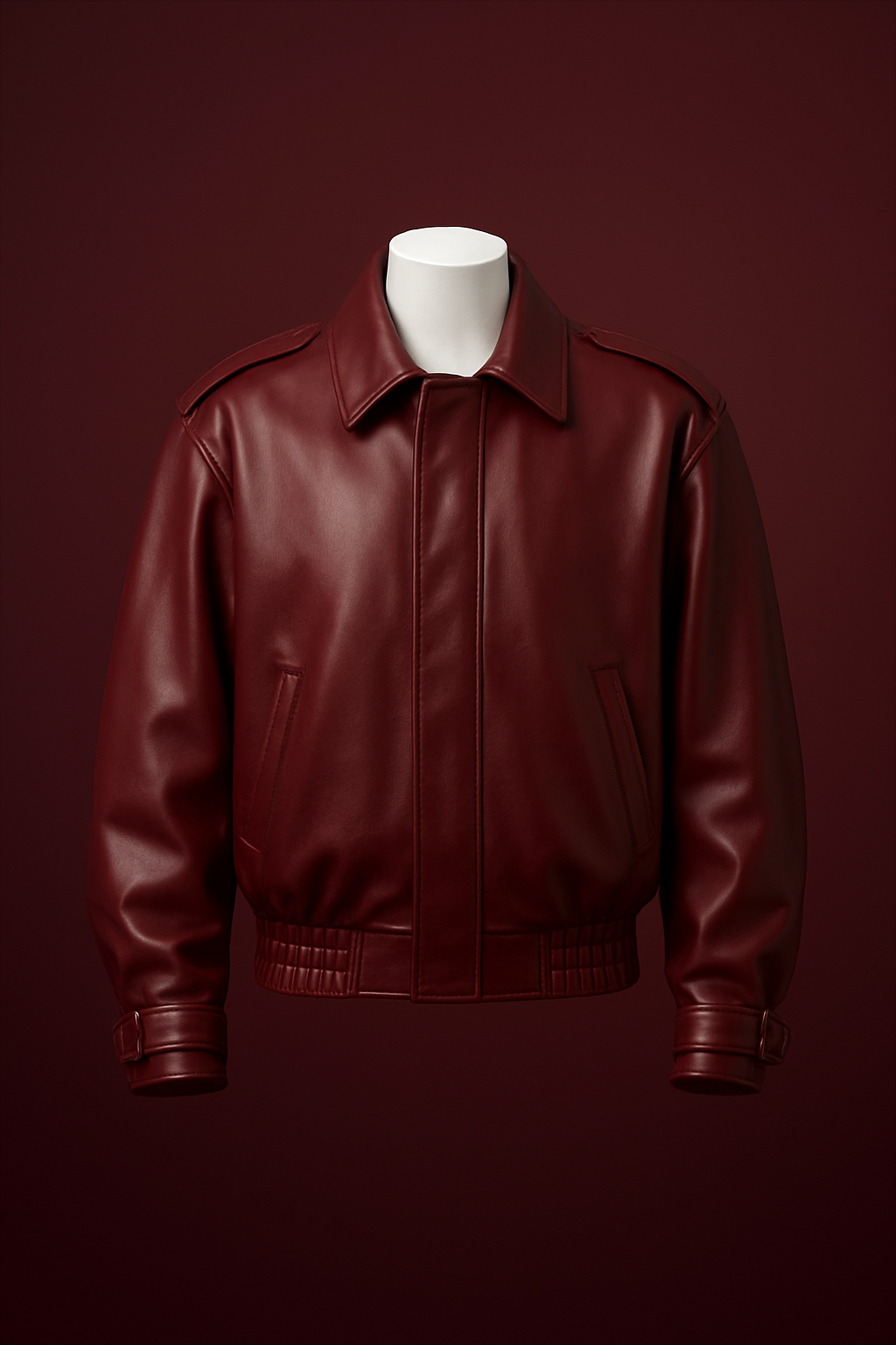 Men’s Burgundy Leather Jacket – Premium Minimal Design