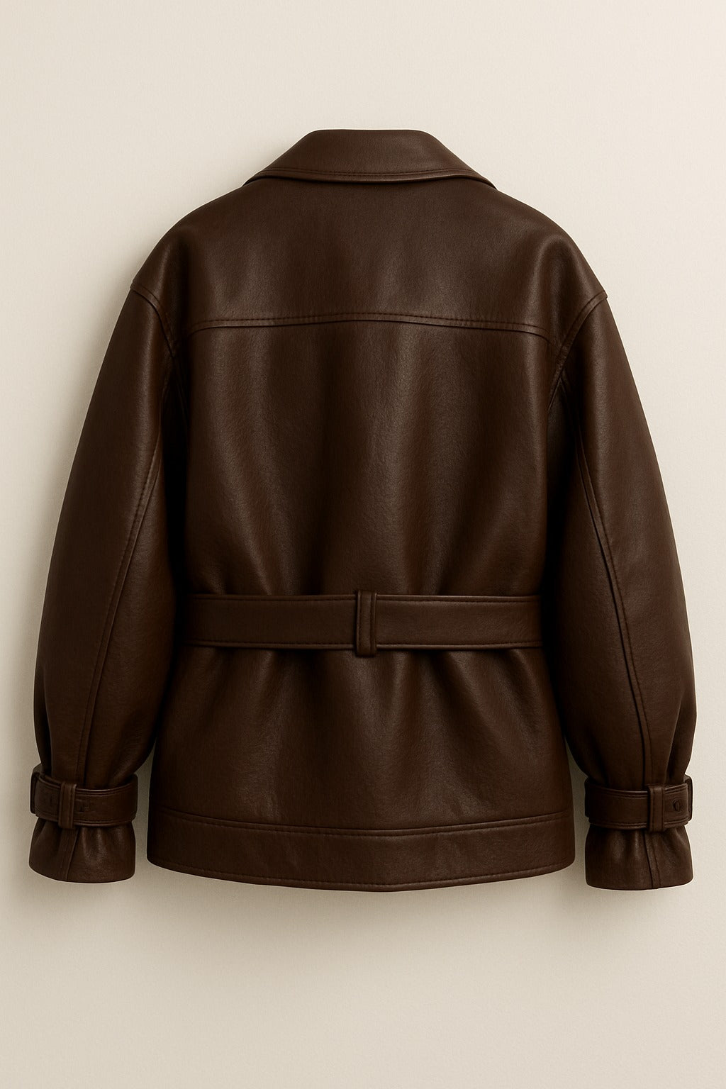 Women’s Brown Belted Leather Jacket – Classic Tailored Fit | Premium Full Grain Leather