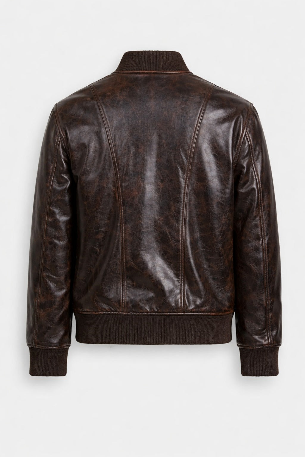 Men’s Vintage Dark Brown Leather Bomber Jacket – Signature Full Grain Zip Style