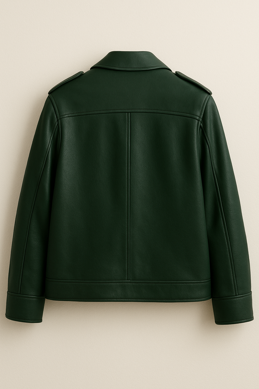 Women’s Forest Green Leather Utility Jacket – Premium Structured Fit